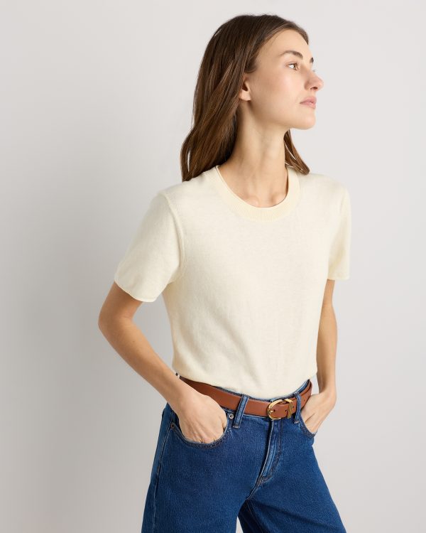 Lightweight Cotton Cashmere Relaxed Sweater Tee
